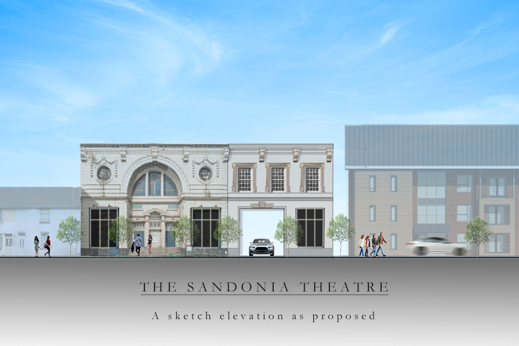 Sketch elevation from SAVE's proposals showing how the Sandonia could be retained (Sean Pemble)