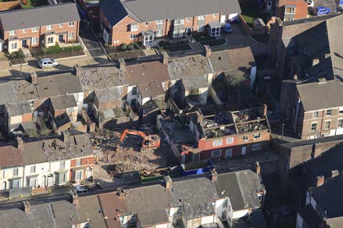 Bulldozers at work in Anfield, Liverpool (April 2012)